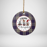 Clan Cunningham Dress Blue Dancers Tartan Tartan Crest Gnome Round Ceramic Ornament AR34 Cunningham Dress Blue Dancers Tartan Tartan Christmas