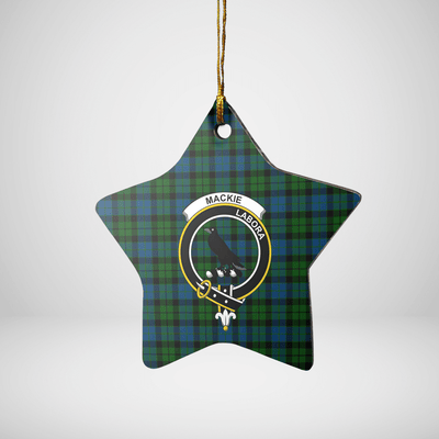Clan MacKie Tartan Crest Star Ceramic Ornament