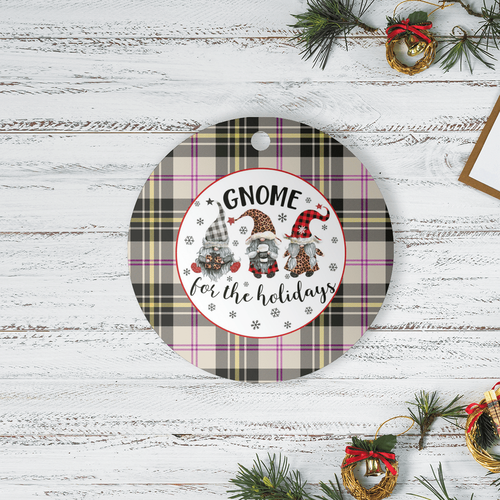 Clan MacPherson Dress Ancient Tartan Tartan Crest Gnome Round Ceramic Ornament EP30 MacPherson Dress Ancient Tartan Tartan Christmas