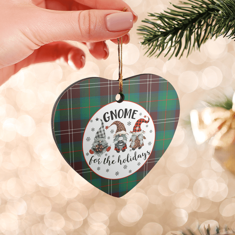 Clan Chisholm Hunting Ancient Tartan Tartan Crest Gnome Heart Ceramic Ornament FO94 Chisholm Hunting Ancient Tartan Tartan Christmas