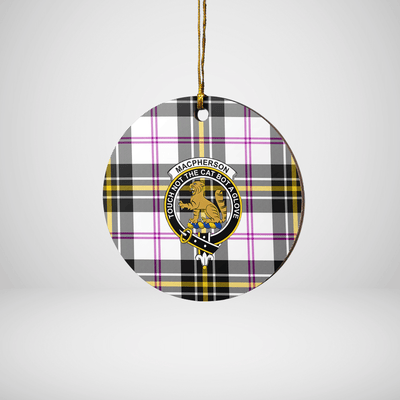Clan MacPherson Dress Modern Tartan Crest Round Ceramic Ornament