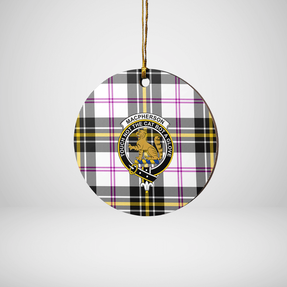 Clan MacPherson Dress Modern Tartan Crest Round Ceramic Ornament HB89 MacPherson Dress Modern Tartan Tartan Christmas