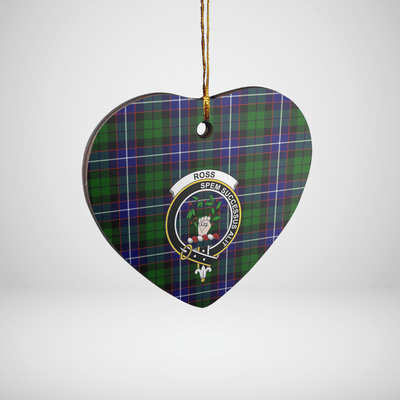 Clan Russell Modern Tartan Crest Heart Ceramic Ornament