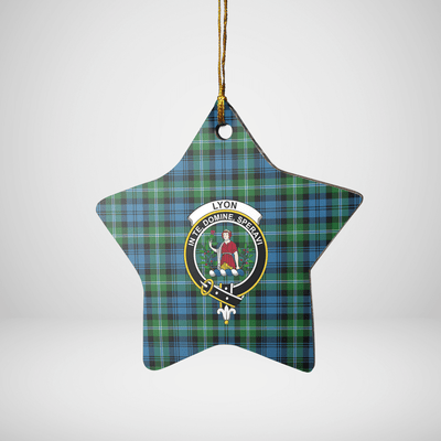 Clan Lyon Tartan Crest Star Ceramic Ornament