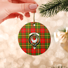 Clan Leask Tartan Crest Round Ceramic Ornament IG88 Leask Tartan Tartan Christmas