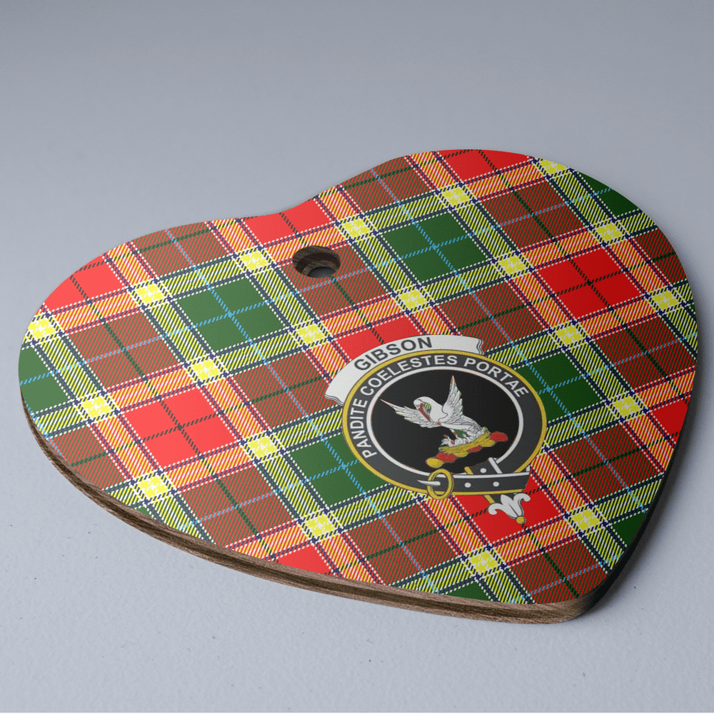 Clan Gibbs Tartan Crest Heart Ceramic Ornament UP39 Gibbs Tartan Tartan Christmas