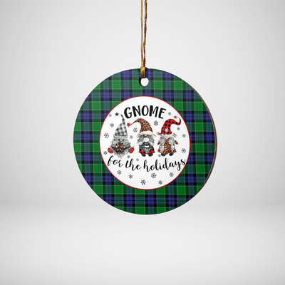 Clan Monteith Tartan Tartan Crest Gnome Round Ceramic Ornament