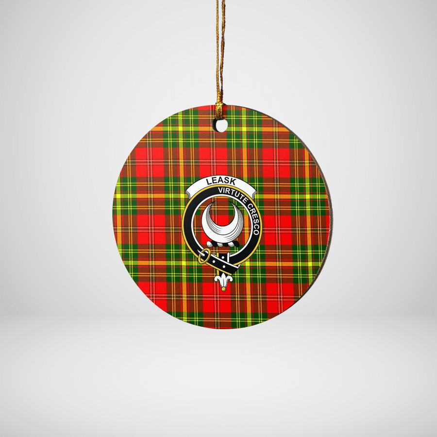 Clan Leask Tartan Crest Round Ceramic Ornament IG88 Leask Tartan Tartan Christmas