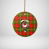 Clan Leask Tartan Crest Round Ceramic Ornament IG88 Leask Tartan Tartan Christmas