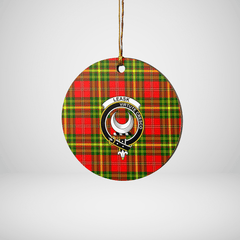 Clan Leask Tartan Crest Round Ceramic Ornament IG88 Leask Tartan Tartan Christmas