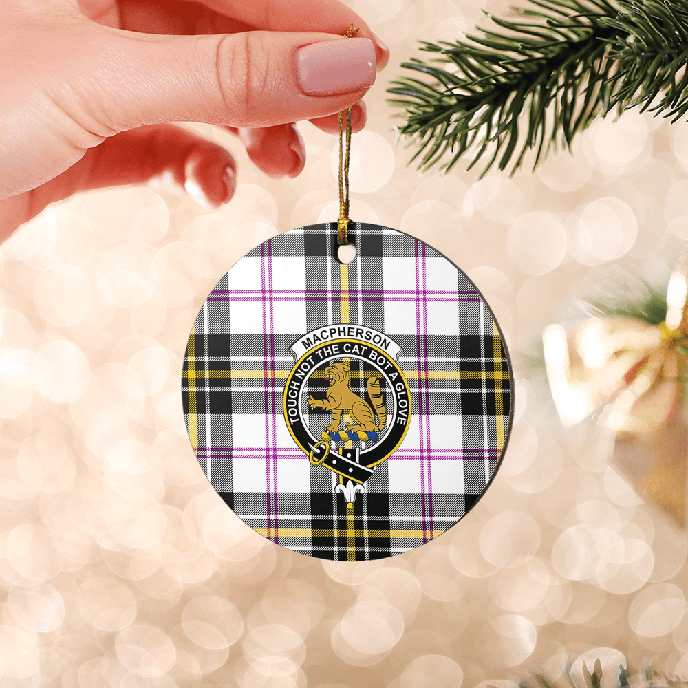 Clan MacPherson Dress Modern Tartan Crest Round Ceramic Ornament HB89 MacPherson Dress Modern Tartan Tartan Christmas