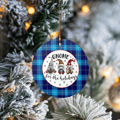 Clan McKerrell Tartan Tartan Crest Gnome Round Ceramic Ornament RH55 McKerrell Tartan Tartan Christmas