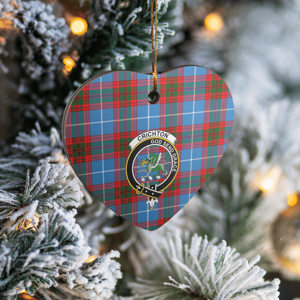 Clan Crichton District Tartan Crest Heart Ceramic Ornament HS33 Crichton District Tartan Tartan Christmas