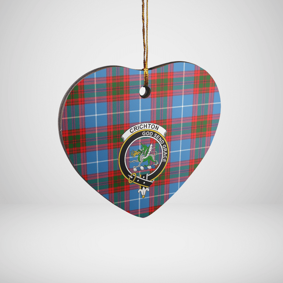 Clan Crichton District Tartan Crest Heart Ceramic Ornament HS33 Crichton District Tartan Tartan Christmas