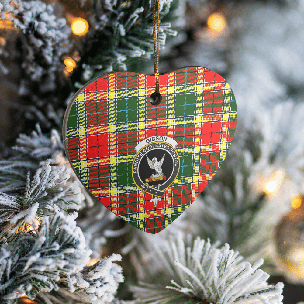 Clan Gibbs Tartan Crest Heart Ceramic Ornament UP39 Gibbs Tartan Tartan Christmas