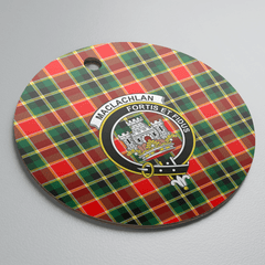 Clan MacLachlan Hunting Modern Tartan Crest Round Ceramic Ornament MU49 MacLachlan Hunting Modern Tartan Tartan Christmas