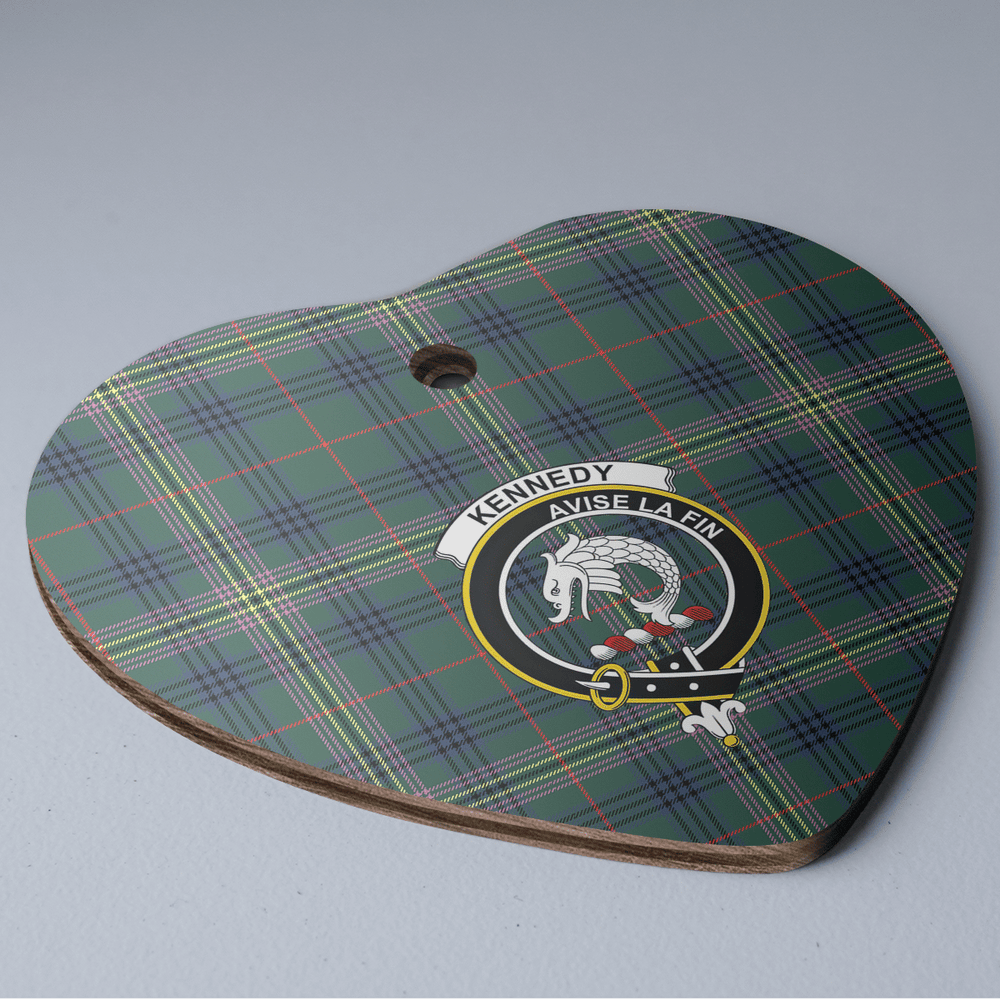 Clan Kennedy Modern Tartan Crest Heart Ceramic Ornament GX94 Kennedy Modern Tartan Tartan Christmas