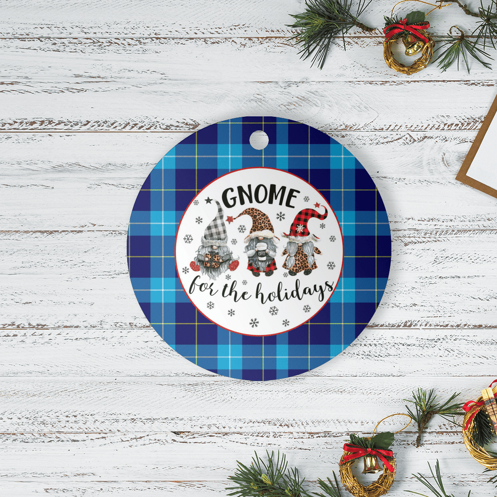 Clan McKerrell Tartan Tartan Crest Gnome Round Ceramic Ornament RH55 McKerrell Tartan Tartan Christmas