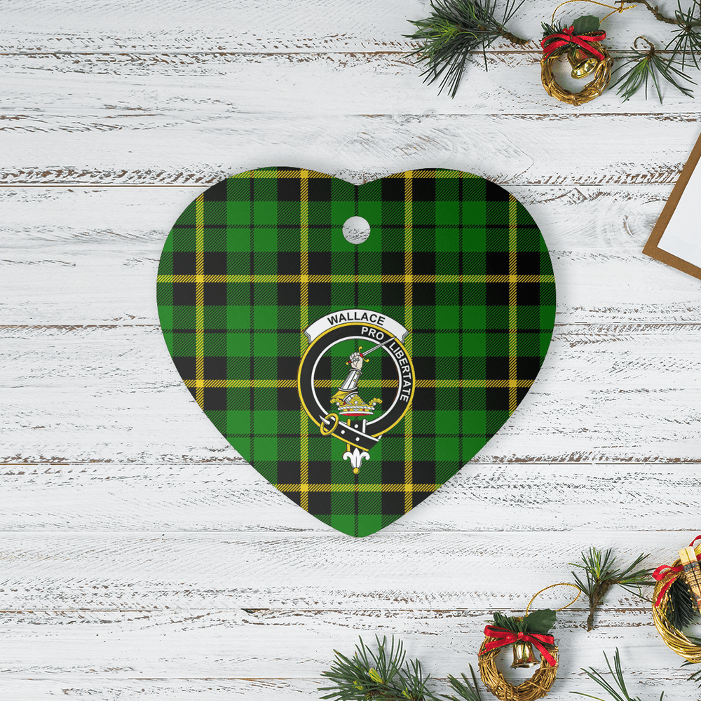 Clan Wallace Hunting Green Tartan Crest Heart Ceramic Ornament WK42 Wallace Hunting Green Tartan Tartan Christmas