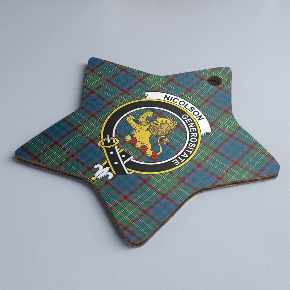 Clan Nicolson Hunting Ancient Tartan Crest Star Ceramic Ornament UU86 Nicolson Hunting Ancient Tartan Tartan Christmas