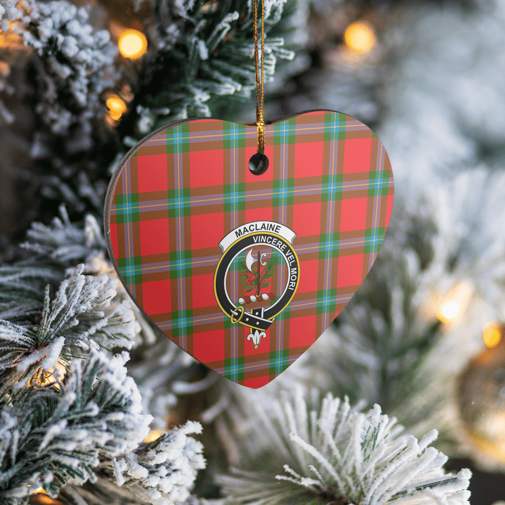 Clan MacLaine of Loch Buie Tartan Crest Heart Ceramic Ornament OP81 MacLaine of Loch Buie Tartan Tartan Christmas