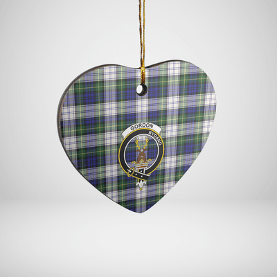 Clan Gordon Dress Modern Tartan Crest Heart Ceramic Ornament