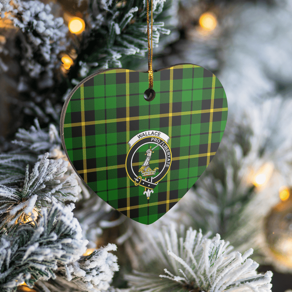 Clan Wallace Hunting Green Tartan Crest Heart Ceramic Ornament WK42 Wallace Hunting Green Tartan Tartan Christmas