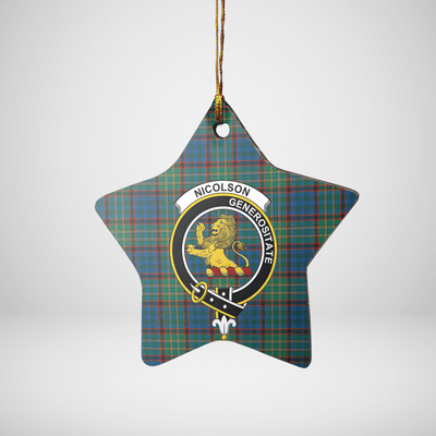 Clan Nicolson Hunting Ancient Tartan Crest Star Ceramic Ornament