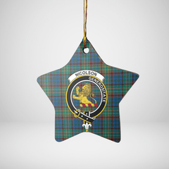 Clan Nicolson Hunting Ancient Tartan Crest Star Ceramic Ornament UU86 Nicolson Hunting Ancient Tartan Tartan Christmas