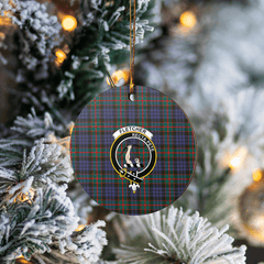 Clan Fletcher of Dunans Tartan Crest Round Ceramic Ornament OQ55 Fletcher of Dunans Tartan Tartan Christmas