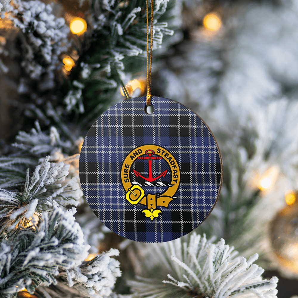 Clan Clark 1 Tartan Crest Round Ceramic Ornament AV93 Clark 1 Tartan Tartan Christmas