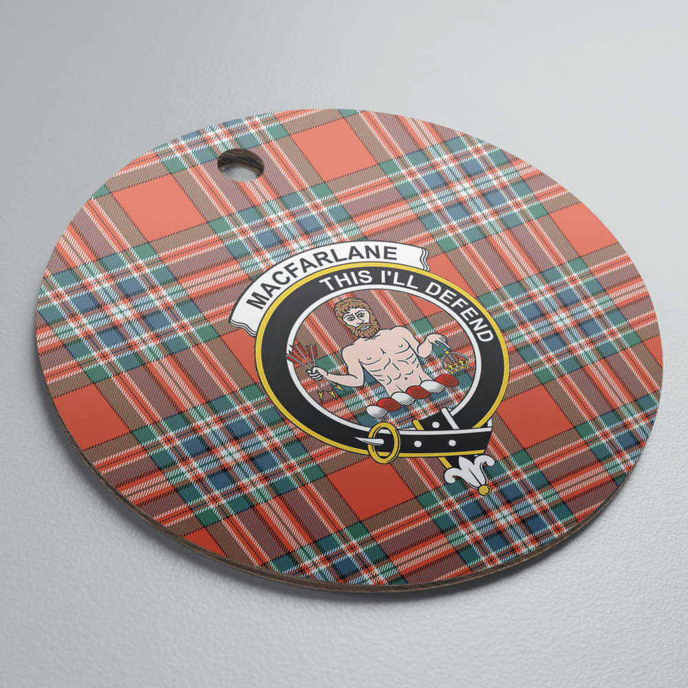 Clan MacFarlane Ancient Tartan Crest Round Ceramic Ornament RF86 MacFarlane Ancient Tartan Tartan Christmas