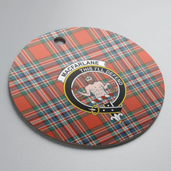 Clan MacFarlane Ancient Tartan Crest Round Ceramic Ornament RF86 MacFarlane Ancient Tartan Tartan Christmas