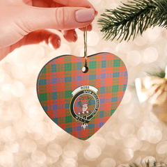 Clan Ross Ancient Tartan Crest Heart Ceramic Ornament EQ14 Ross Ancient Tartan Tartan Christmas