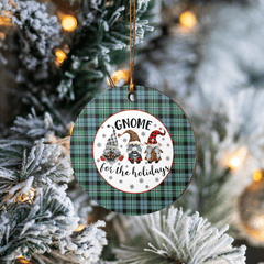 Clan Melville Tartan Tartan Crest Gnome Round Ceramic Ornament WZ75 Melville Tartan Tartan Christmas