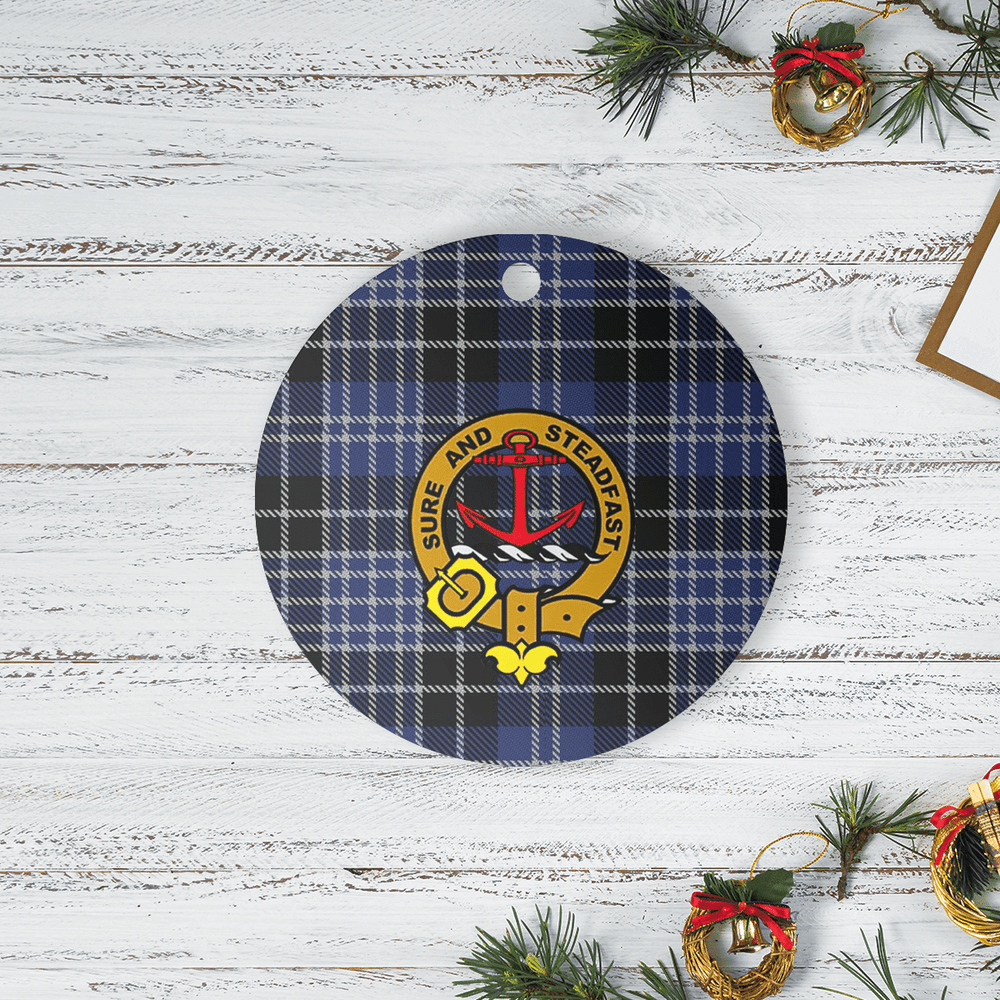 Clan Clark 1 Tartan Crest Round Ceramic Ornament AV93 Clark 1 Tartan Tartan Christmas