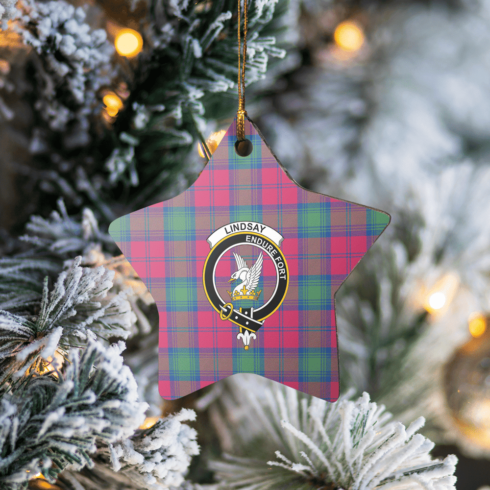 Clan Lindsay Ancient Tartan Crest Star Ceramic Ornament MX45 Lindsay Ancient Tartan Tartan Christmas