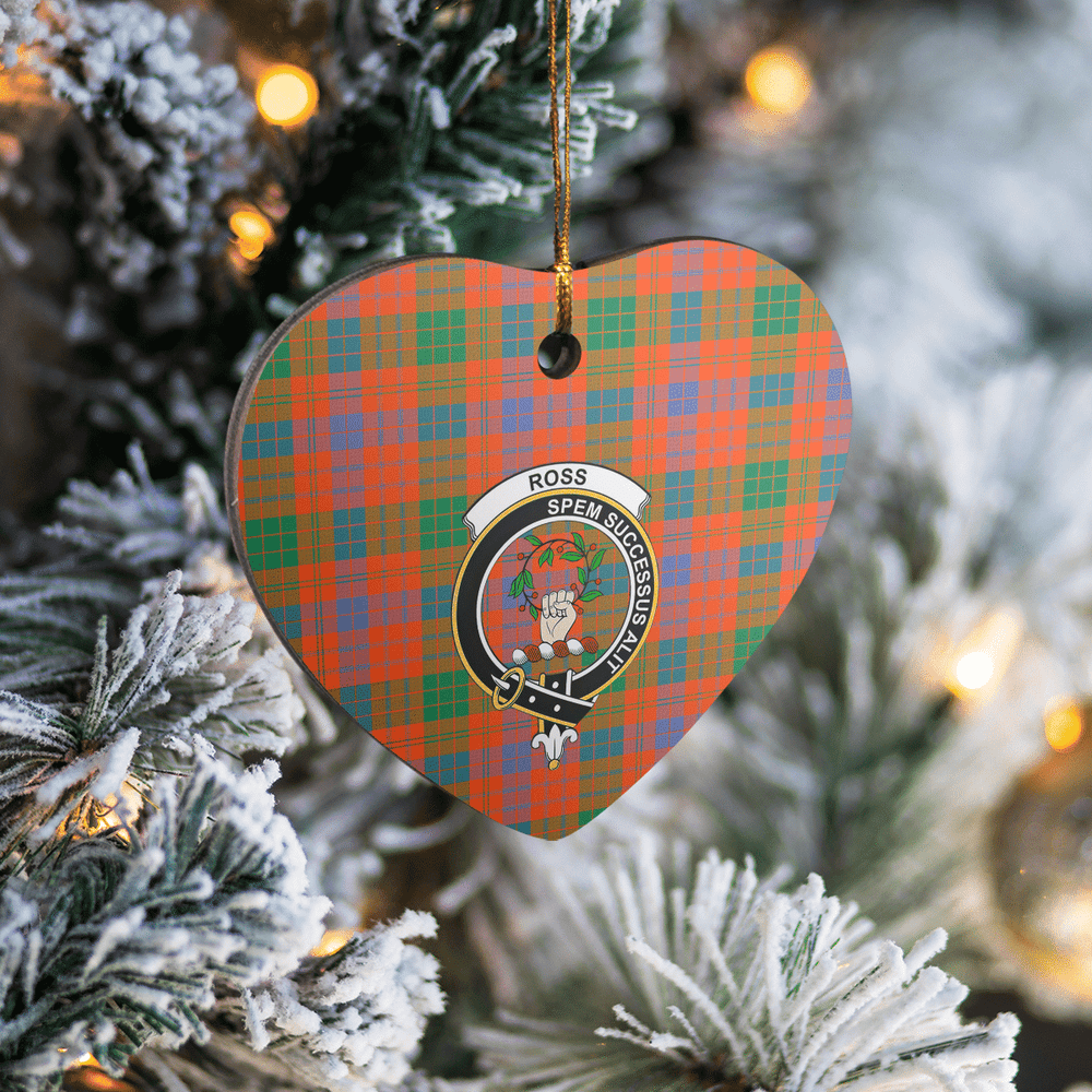 Clan Ross Ancient Tartan Crest Heart Ceramic Ornament EQ14 Ross Ancient Tartan Tartan Christmas