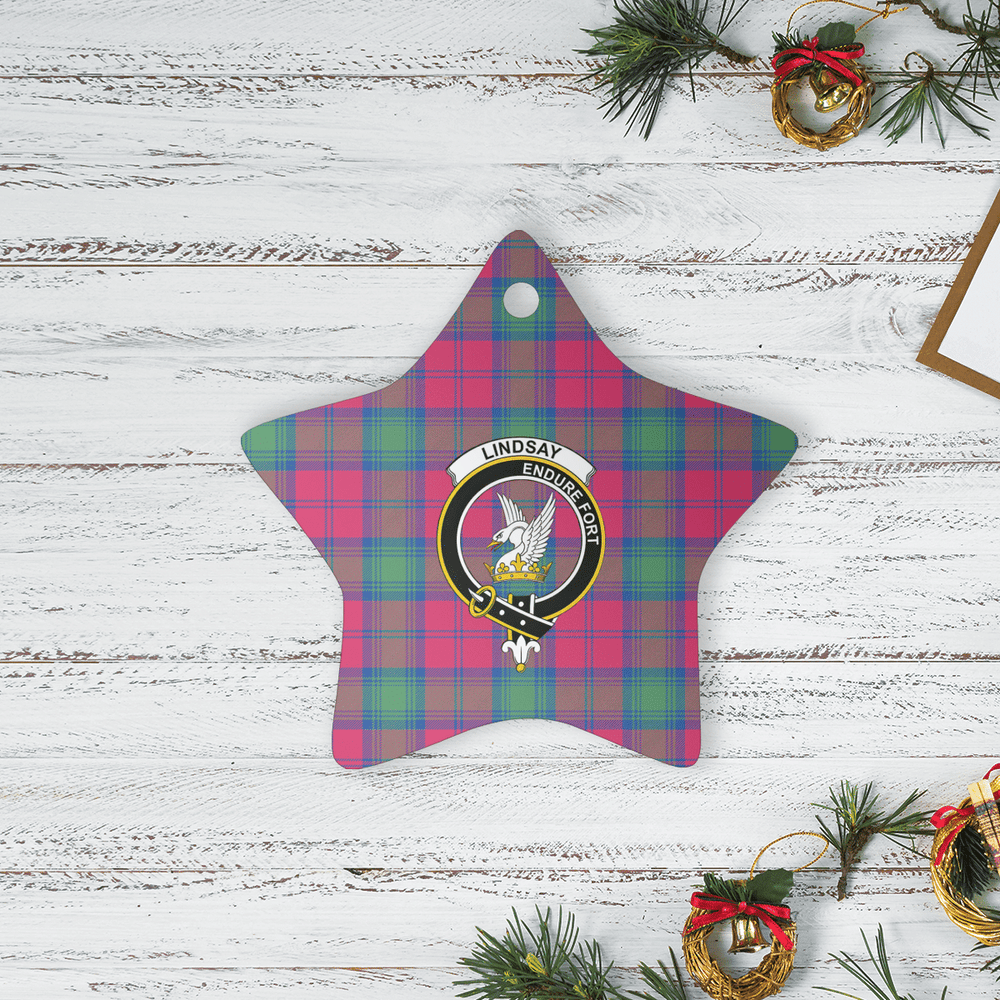 Clan Lindsay Ancient Tartan Crest Star Ceramic Ornament MX45 Lindsay Ancient Tartan Tartan Christmas