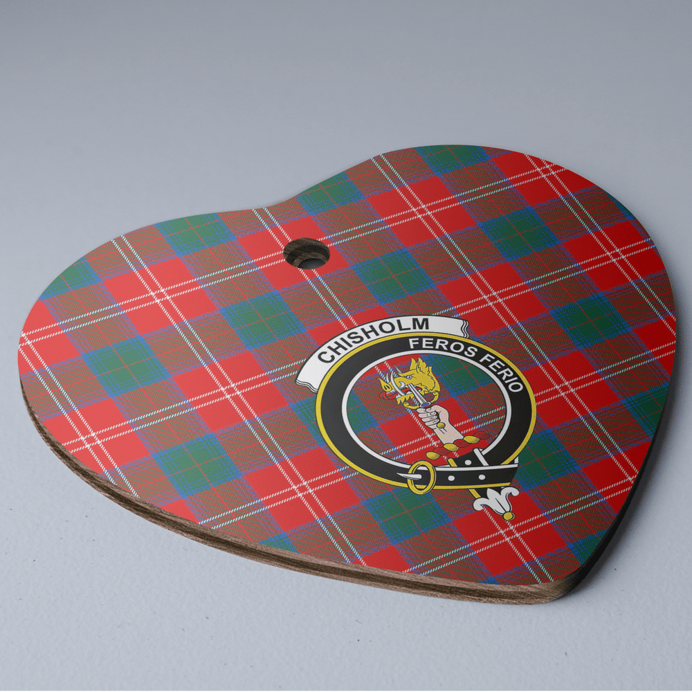Clan Chisholm Ancient Tartan Crest Heart Ceramic Ornament SZ83 Chisholm Ancient Tartan Tartan Christmas