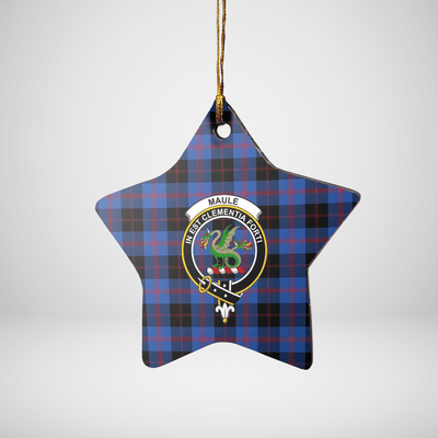 Clan Maule Tartan Crest Star Ceramic Ornament