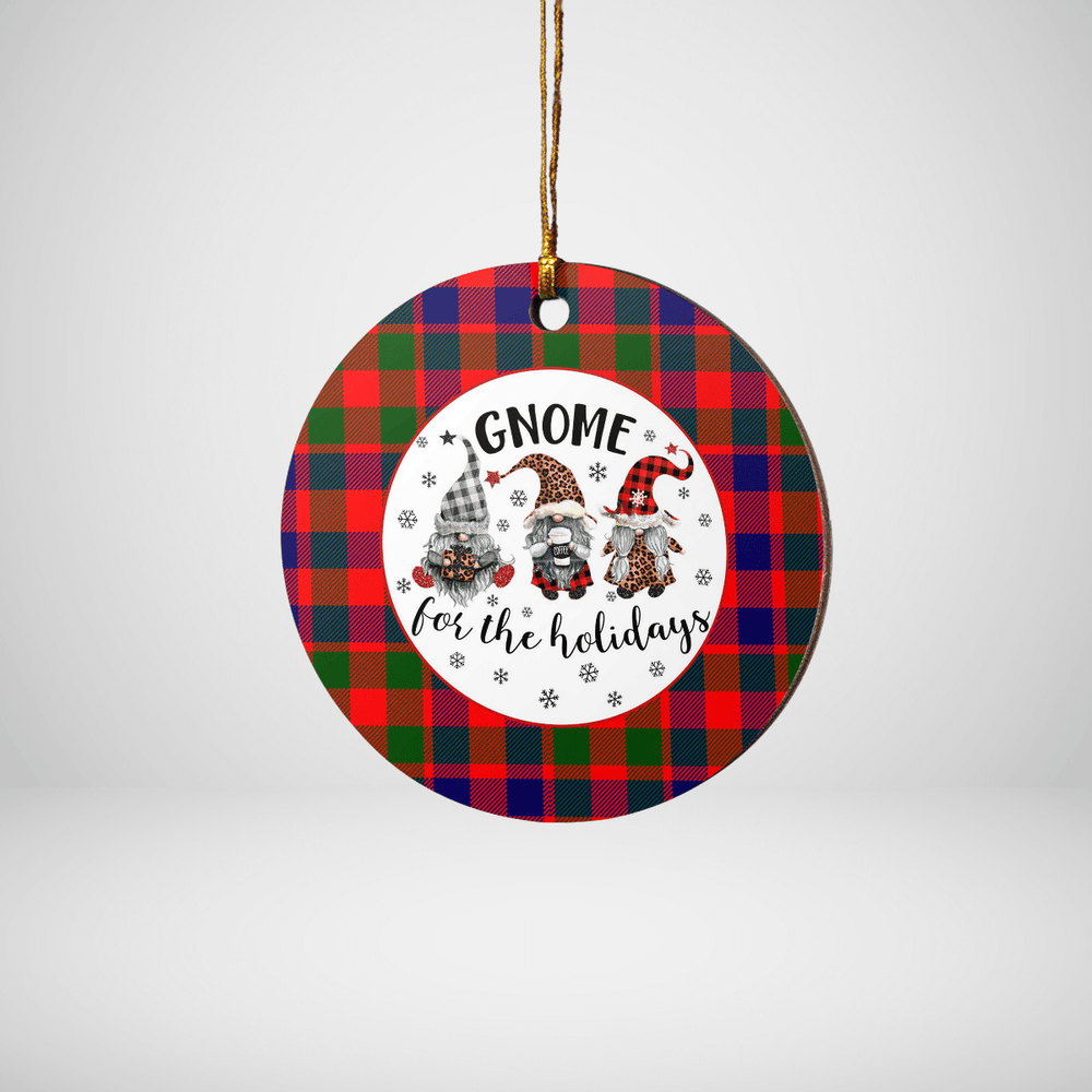 Clan Gow Modern Tartan Tartan Crest Gnome Round Ceramic Ornament CL34 Gow Modern Tartan Tartan Christmas