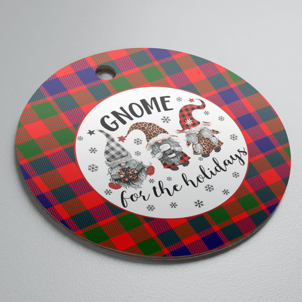 Clan Gow Modern Tartan Tartan Crest Gnome Round Ceramic Ornament CL34 Gow Modern Tartan Tartan Christmas