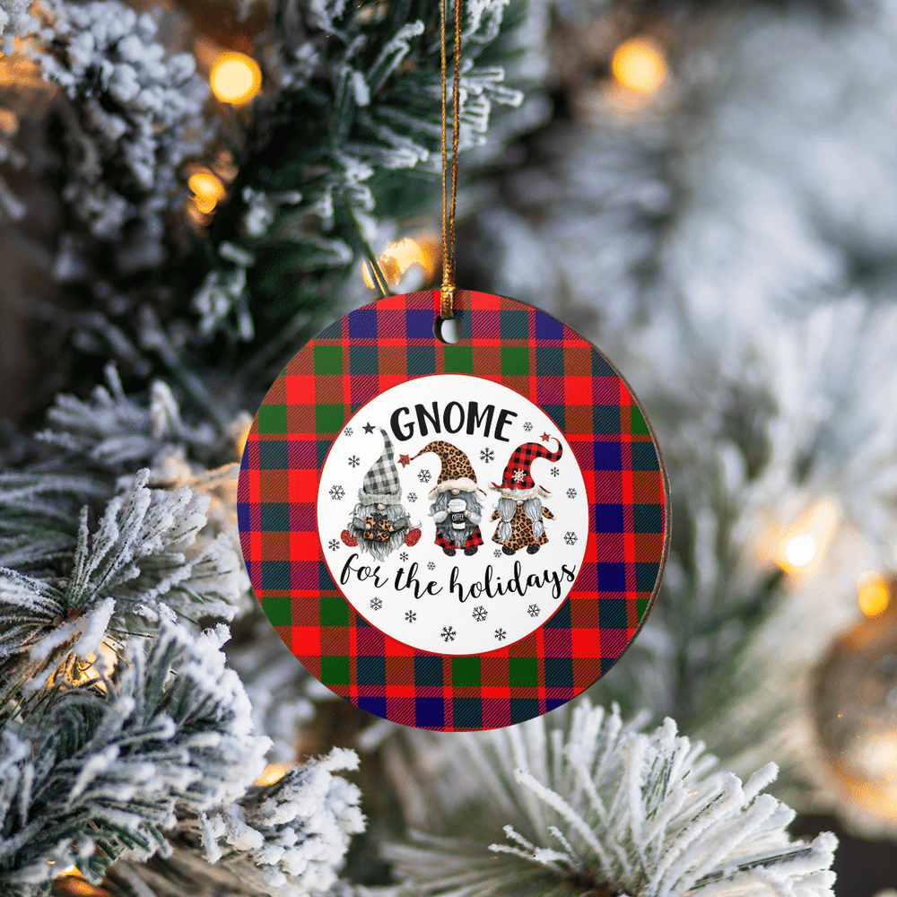 Clan Gow Modern Tartan Tartan Crest Gnome Round Ceramic Ornament CL34 Gow Modern Tartan Tartan Christmas