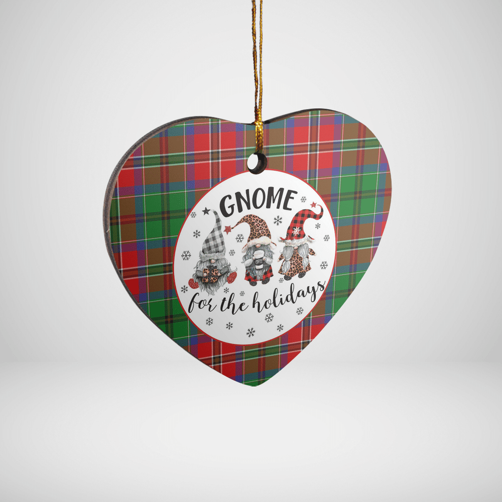 Clan MacCulloch Tartan Tartan Crest Gnome Heart Ceramic Ornament PF27 MacCulloch Tartan Tartan Christmas