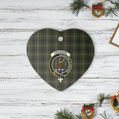 Clan Davidson Tulloch Dress Tartan Crest Heart Ceramic Ornament RD56 Davidson Tulloch Dress Tartan Tartan Christmas