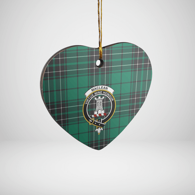 Clan MacLean Hunting Ancient Tartan Crest Heart Ceramic Ornament