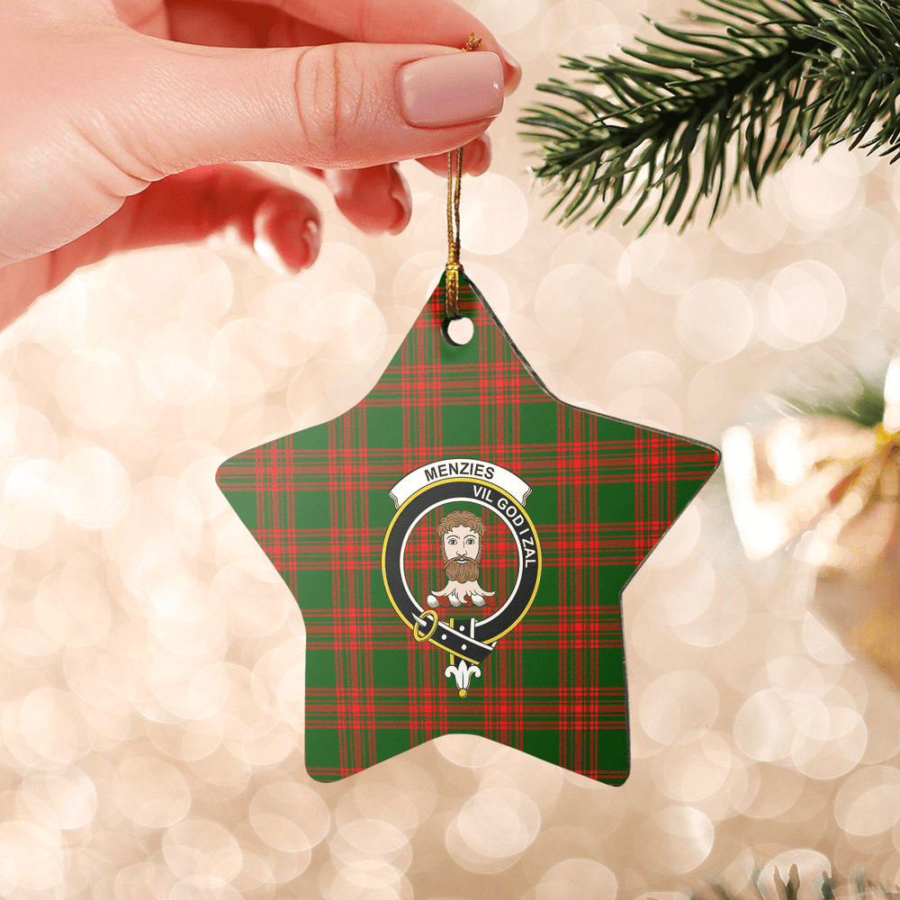 Clan Menzies Green Modern Tartan Crest Star Ceramic Ornament GG97 Menzies Green Modern Tartan Tartan Christmas