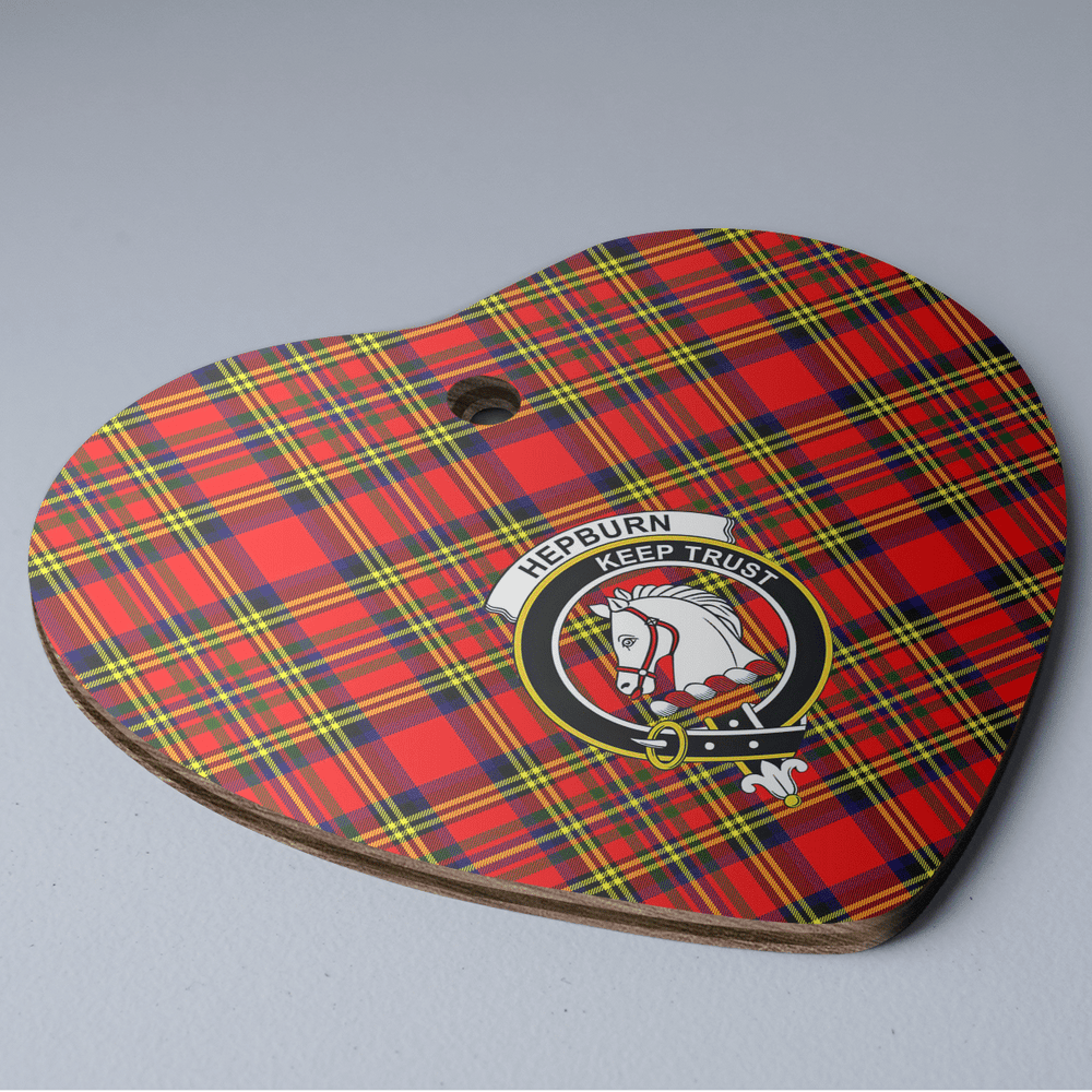 Clan Hepburn Tartan Crest Heart Ceramic Ornament NV67 Hepburn Tartan Tartan Christmas