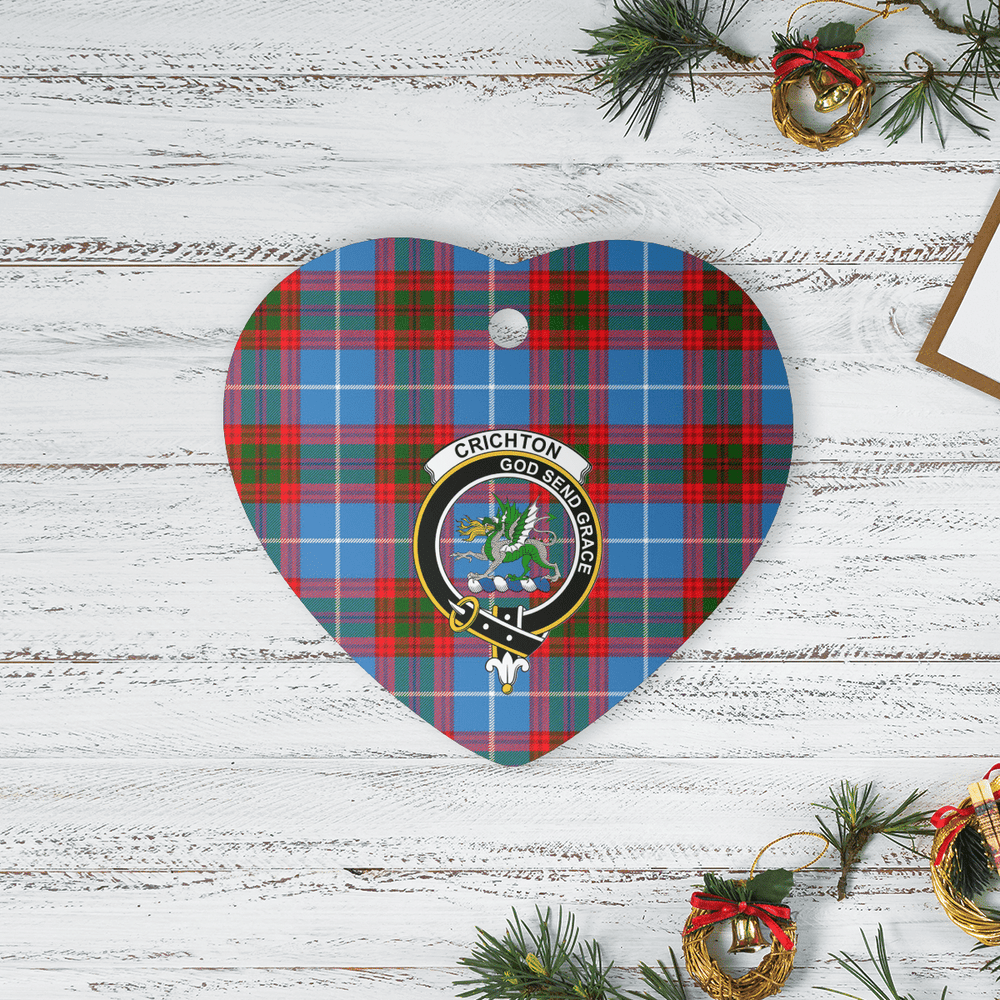 Clan Crichton District Tartan Crest Heart Ceramic Ornament OP50 Crichton District Tartan Tartan Christmas